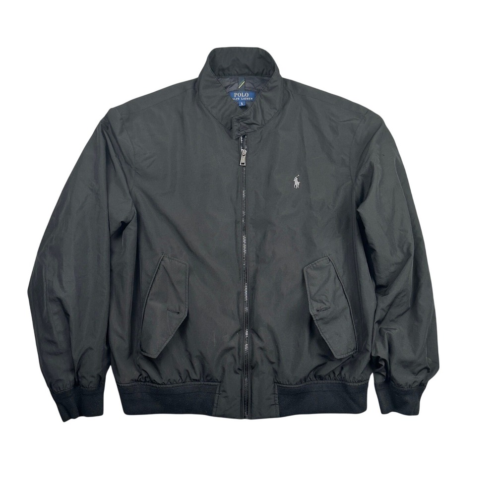 Polo Ralph Lauren Bi-Swing Windbreaker Jacket Mens XL Black Full Zip Harrington